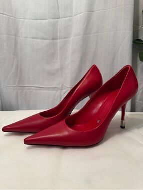 Gianmarco Lorenzi Red Leather Pointed Pumps EU 36 Italy